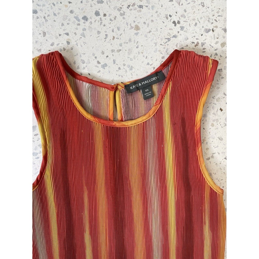 Kate & Mallory Women XS Dress Orange Accordion Maxi Sunset Luxury Ombre Resort - Picture 6 of 12